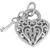 Key and Filigree Heart Charm